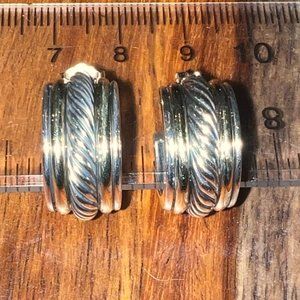 Authentic DAVID YURMAN Thoroughbred Silver & Gold Cable Hoop Earrings